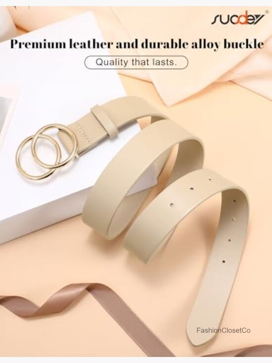 Faux Leather Double O-Ring Waist Belt for Jeans & Dresses main image 7
